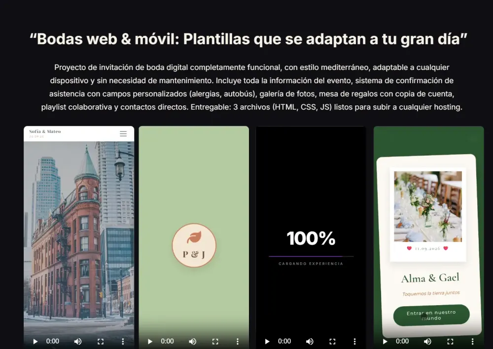 Bodas Web & móvil: "Plantillas que se adaptan a tu gran día”